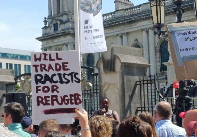 Maureen Hamblin speaks at Belfast City Hall